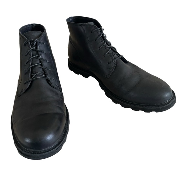 SOREL MADSON CHUKKA BLACK LEATHER WATER PROOF BOOT SIZE 11.5 - Picture 1 of 12